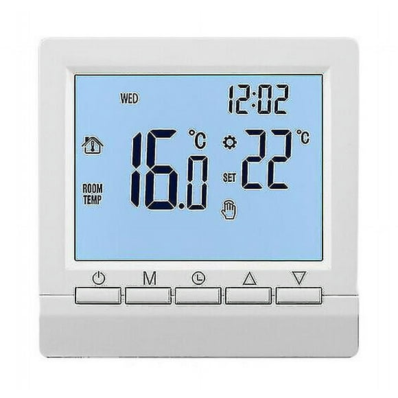 Digital Wifi Thermostat, Programmable Adjustable Wired Battery Model With Lcd Display, Blue