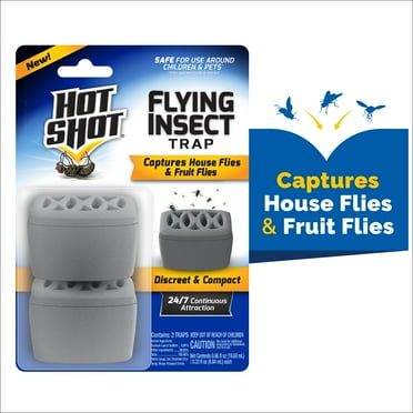 Hot Shot Flying Insect Trap, Attracts and Captures House and Fruit Flies, 2 Count