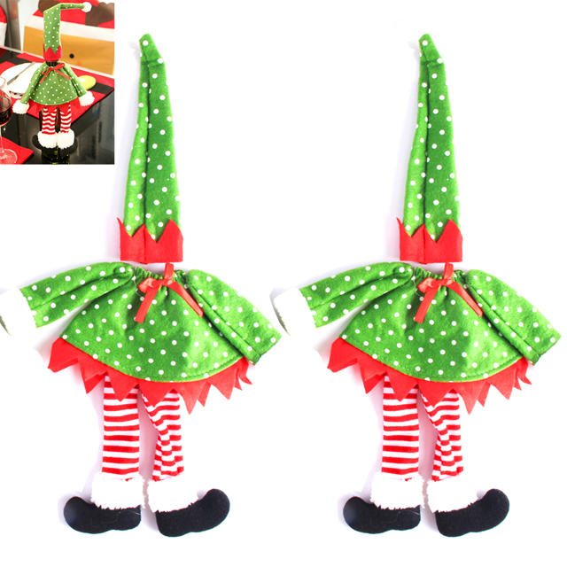 Fundas decorativas para botellas de vino de Navidad, soporte para regalo de Navidad, decoración de mesa para cena, 2 uds.