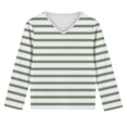 thumbnail image 6 of ShomPort Girls Boys T-Shirt Long Sleeve V-Neck Lightweight Striped Print Pullover Undershirt Trendy Clothes for Toddler, 6 of 7