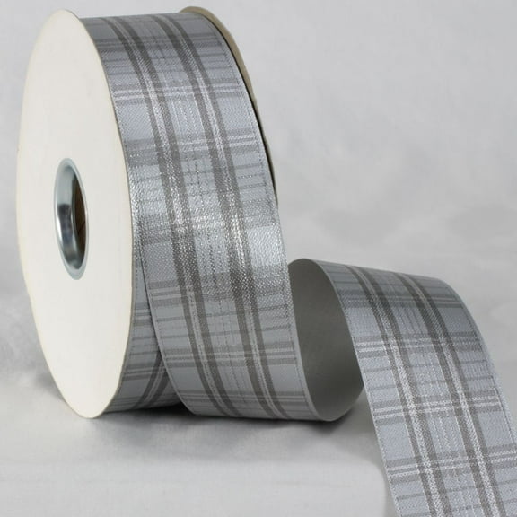 The Ribbon People Gray and Black Plaid Ribbon 2" x 110 Yards