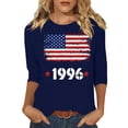 thumbnail image 2 of HOMBOM Womens Graphic T-Shirts Summer Graphic Tees Lightweight Retro 1996 Print 3/4 Sleeve Blue Crew Neck Tops for Ladies, 2 of 4