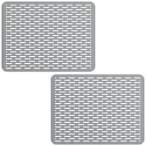 Bligli 15.7x11.8inch Kitchen Sink Mat, PVC Eco-Friendly Bottom Protector with Fast Drain & Anti-Slip, Solid Gray