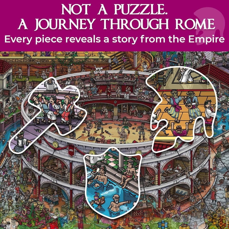 Quokka 1000 Piece Puzzle for Adults – Roman Empire Colosseum Jigsaw – 163 Hidden Mysteries, 2 Secret Envelopes for Immersive Experience