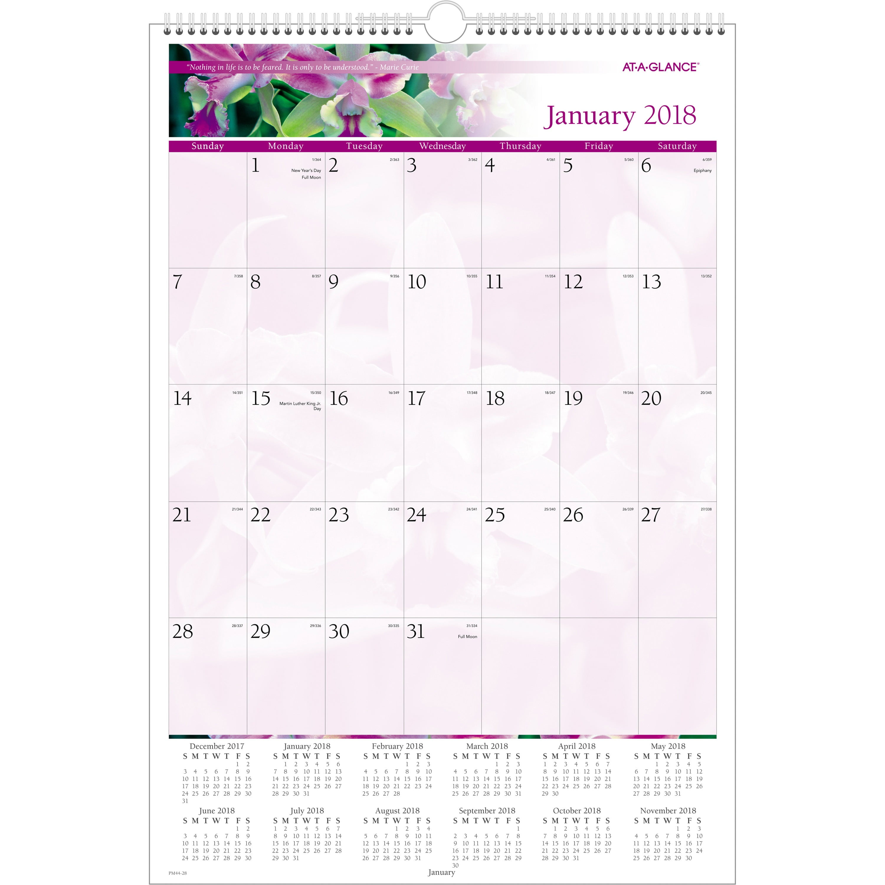 AtAGlance Floral Monthly Wall Calendar