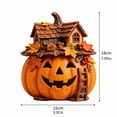 thumbnail image 2 of Wooden Pumpkin Decor with Rustic Roof, Autumn Leaves, and Ladder, 1 Piece, Orange, for Home Table and Shelf, Jack O Lantern Decoration, 2 of 3