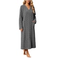 thumbnail image 5 of Jopfuhed Womens V-Neck Fleece Robes Fluffy Plush Bathrobe Long Housecoat with Pockets Winter Warm Cozy Loungewear Sleepwear, 5 of 7