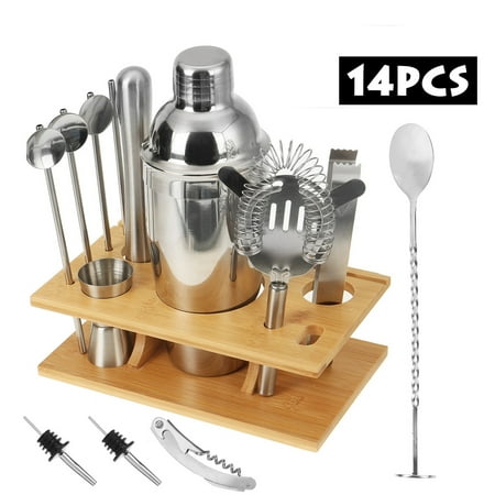 

Cocktail set stainless steel cocktail shaker set 15 piece bartender set with bamboo stand recipe book measuring cup and bar spoon 550 ml cocktail gift set