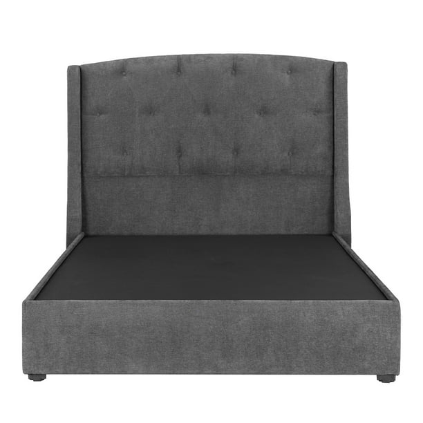 Box Base Cama Queen Size + Cabecera Zefyr Gris Oscuro