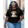thumbnail image 3 of Women's T-Shirt Cute Little Sheep Daisy Flowers Short Sleeve Casual Tee Classic Crew Neck T Shirt for Women Black, 2XL, 3 of 7