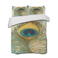 thumbnail image 2 of Teal Peacock Feathers Twin XL Size Down Alternative Comforter, Lightweight Comforter Quilt Bedding Set with Pillow Shams Retro Abstract Art Watercolor All Seasons Bed Comforter Duvet Insert 68"x98", 2 of 7
