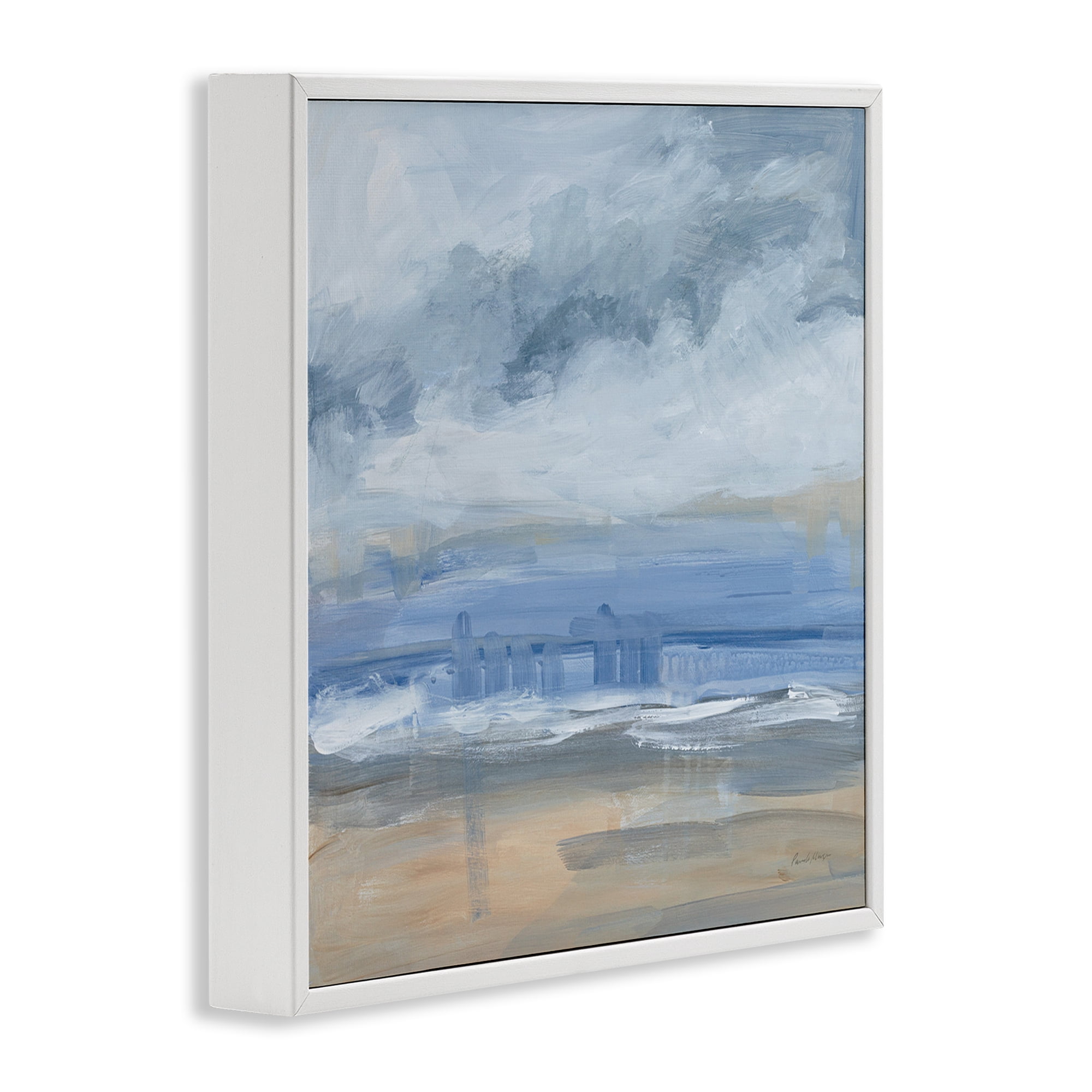 Stupell Industries Abstract Beach Scenery Coastal Painting White Framed Art Print Wall Art, 17 x 17