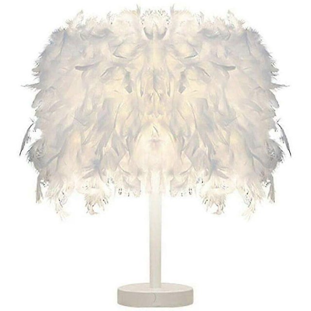 Modern white feather table lamp for kids room reading room