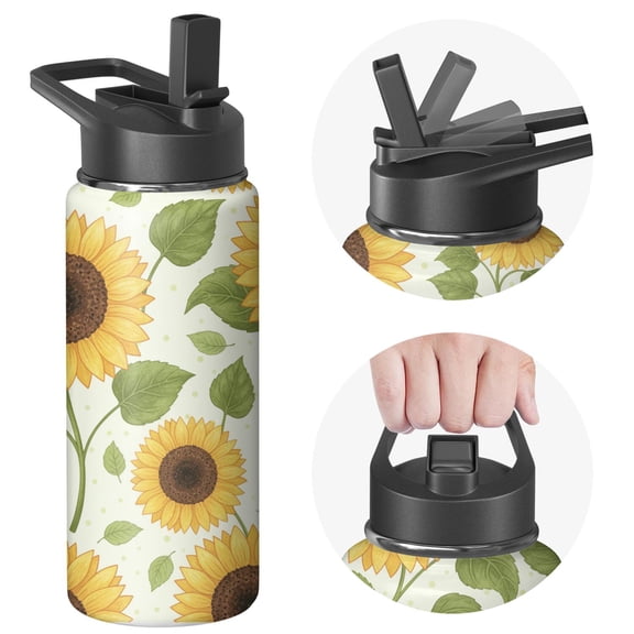 Sunflower Insulated Water Bottle with Straw & Cleaning Brush – 18oz | Leakproof, BPA-Free, 304 Stainless Steel, Wide Mouth, Travel Mug for Car, Gym, Office, Starry, Christmas Thanksgiving Gift
