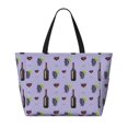 thumbnail image 2 of Beach Bag - Purple Wine Element Pattern Large Beach Tote Bag, Beach Bags For Women With Zipper Beach Essentials, Swim Pool Bag Large Tote, 2 of 7