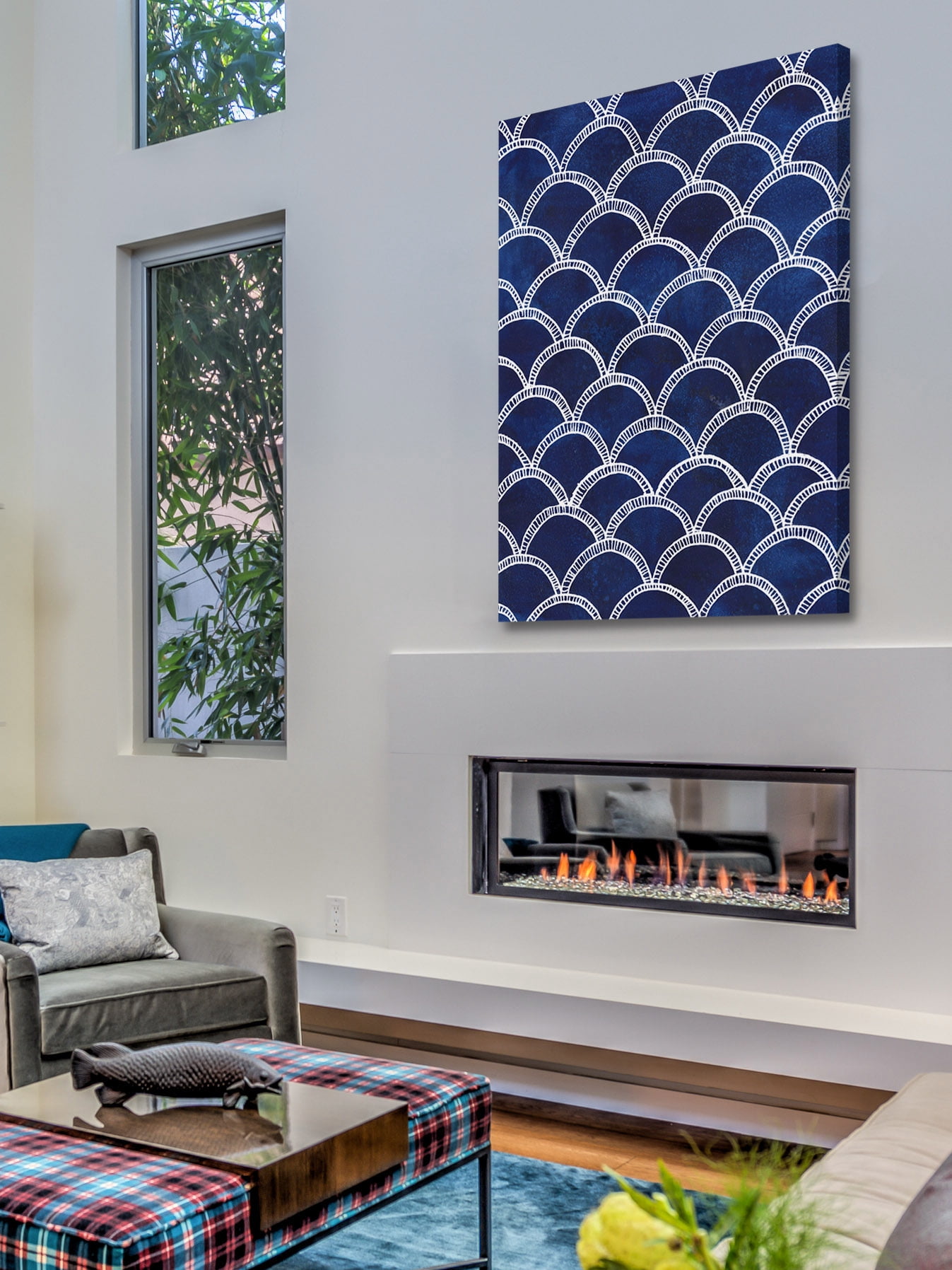 "Indigo Pattern II" Painting Print on Wrapped Canvas