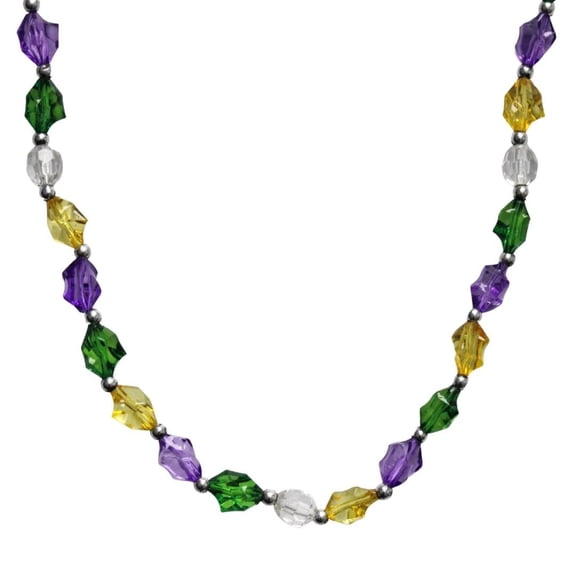 38" Acrylic Purple, Green and Gold Infiniti Stone Bead Necklace (Each)