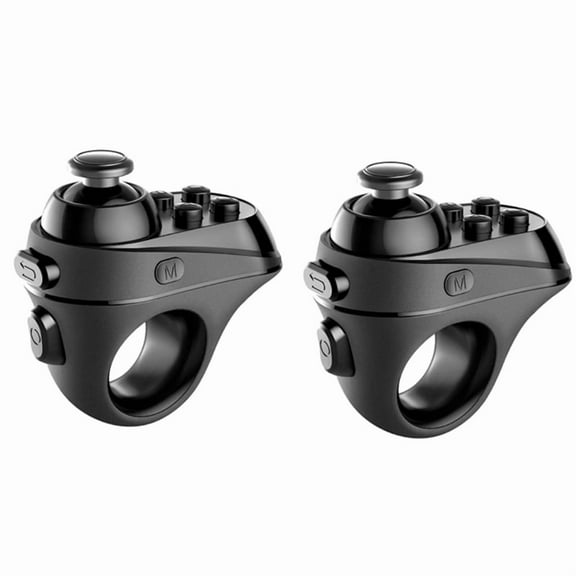 2PCS R1 Bluetooth VR Remote Controller Ring Shape for IOS Android Phone VR Headset,2pcs x R1 Mini Ring,Black