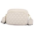 thumbnail image 3 of Bolso para Cámara Kuymtek Piel Vaca Primera Capa Con Textura Y Bordado Rombos Moderno Y Versátil Bandolera Un Hombro Elegante 7160 Blanco, 3 of 9