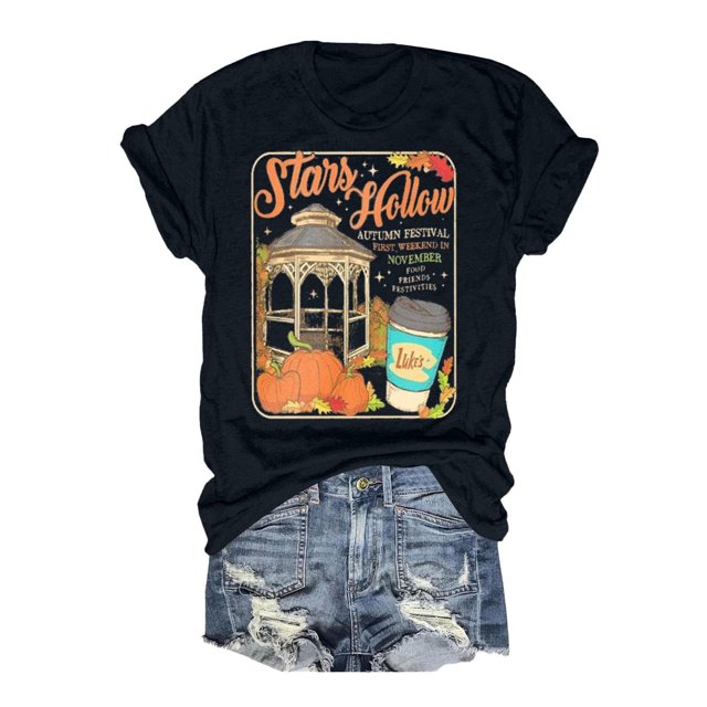 LUOGENLI T-shirts pour Femmes t-Shirt Décontracté Ample Col Rond / Haut à Manches Courtes pour Confort & Style T-shirts Graphiques Amusants Saint-Valentin Noir TTG