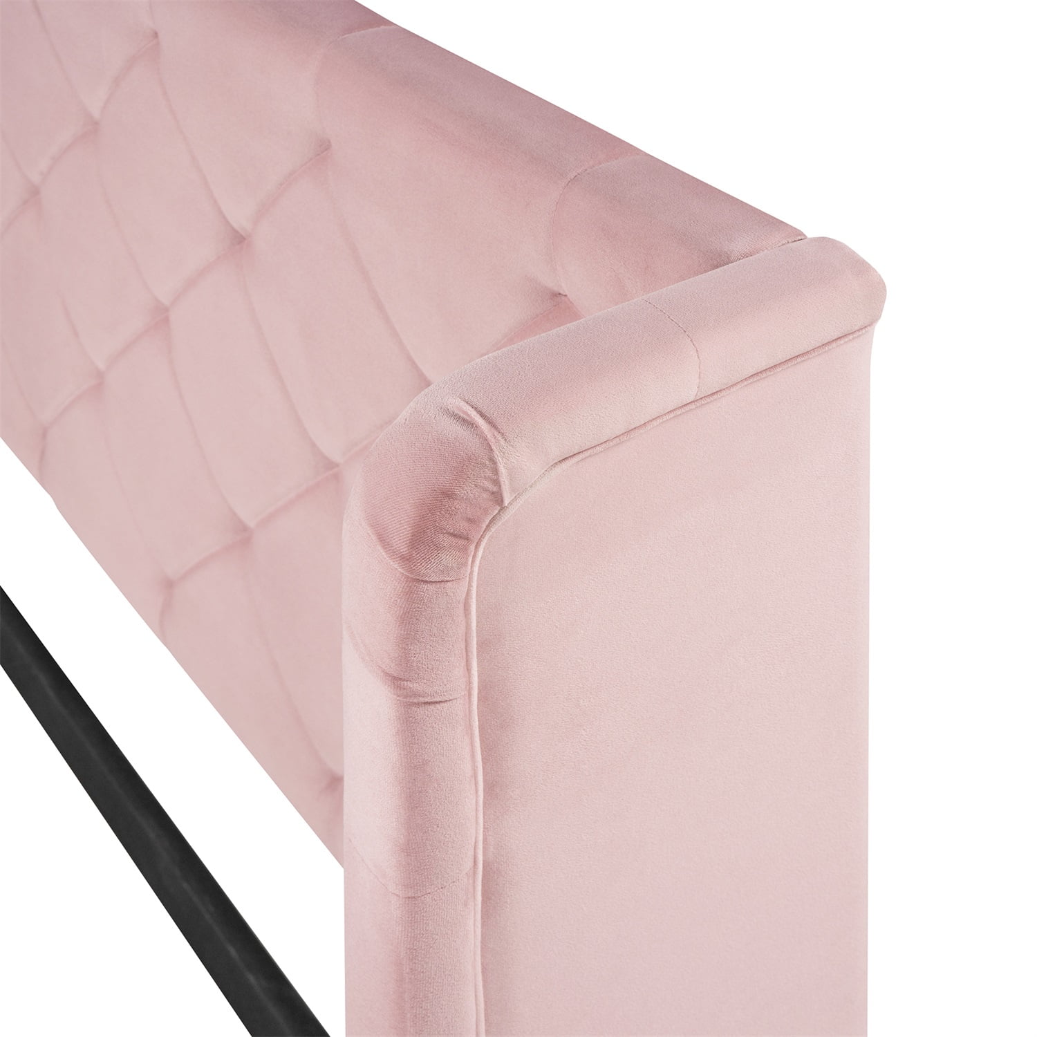 Kadyn Upholstered Platform Bed Frame with Wingback Headboard / Mattress Foundation / Wood Slat Support / No Box Spring Needed / Easy Assembly, Queen&Pink