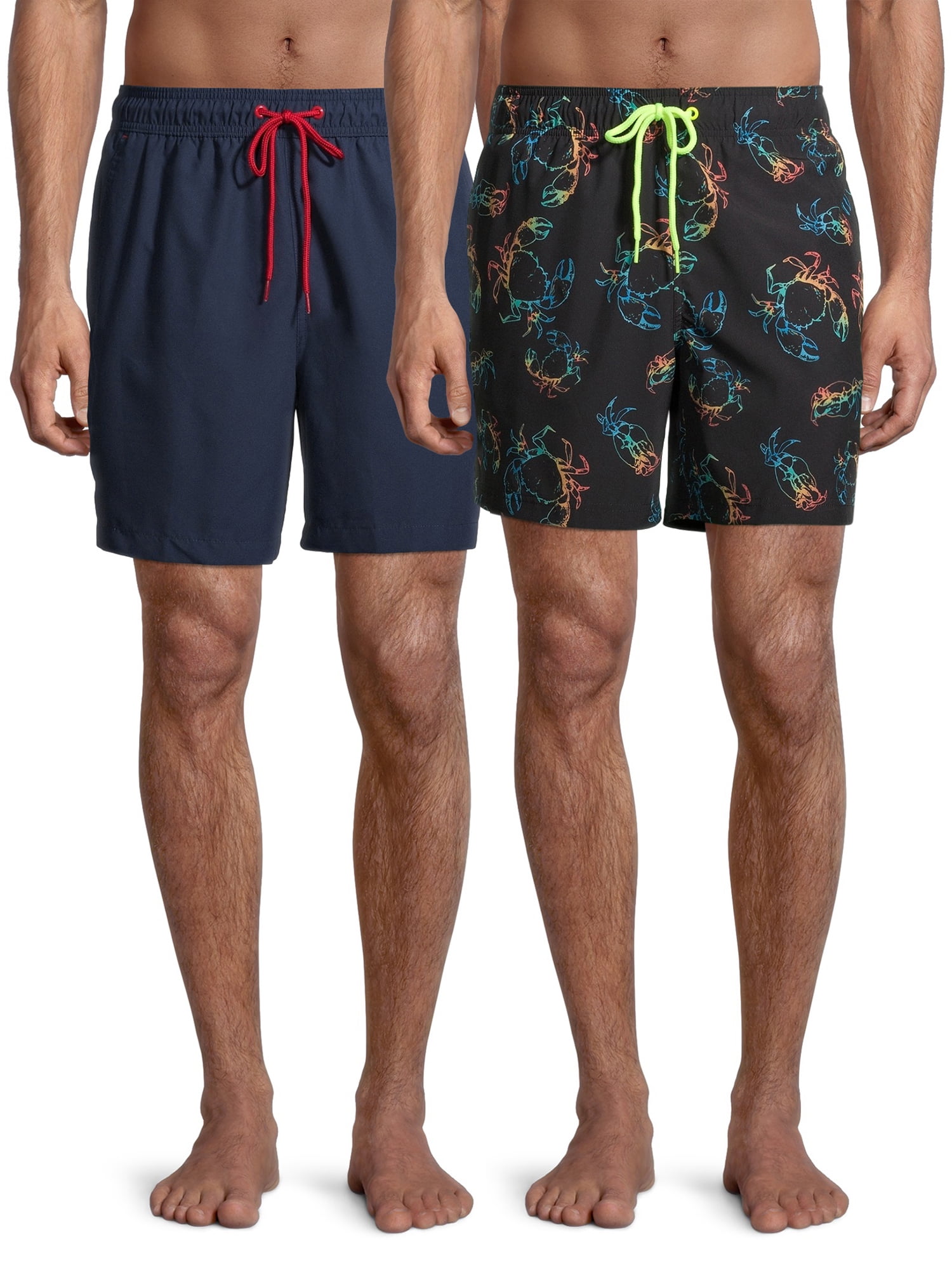 Men's and Big Men's Neon Crabs Novelty & Basic Swim Trunks, 2