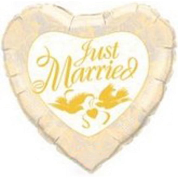 PMU "Just Married" Heart Shaped 36in Mylar-Foil Balloon 1/pkg