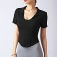 thumbnail image 2 of BLVB Workout Crop Tops for Women Collared Short Sleeve Slim Fitted Yoga Gym Fitness Summer Tee Shirts, 2 of 3