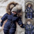 thumbnail image 2 of SAILING Mono unisex con capucha para bebé de 0 a 24 meses, mono para niños y niñas con cuello de piel, 2 of 5