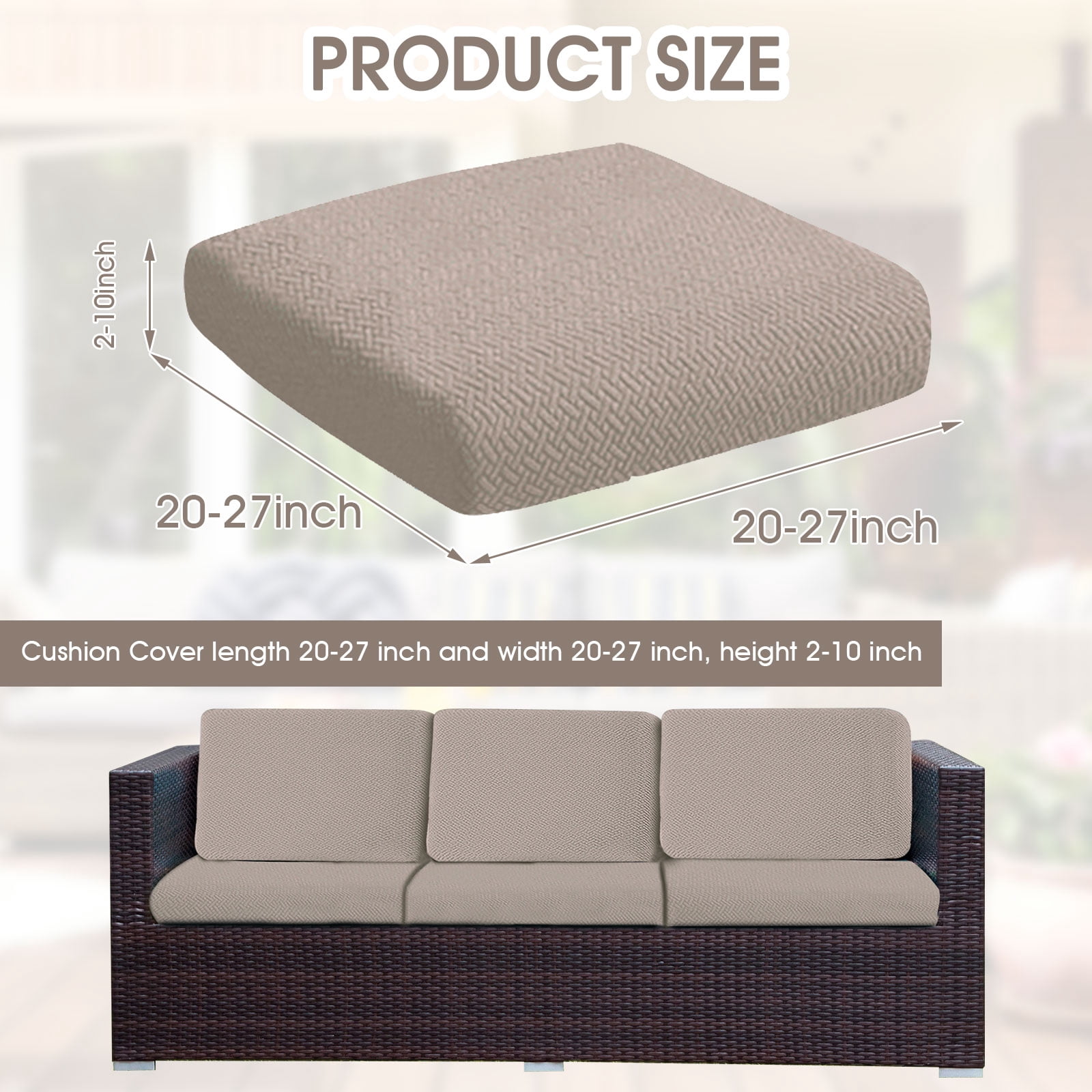 TOPCHANCES 2 Pack Patio Stretch Sofa Cushion Covers, Waterproof Outdoor Furniture Cushion Slipcovers Replacement Chair Seat Protector Covers