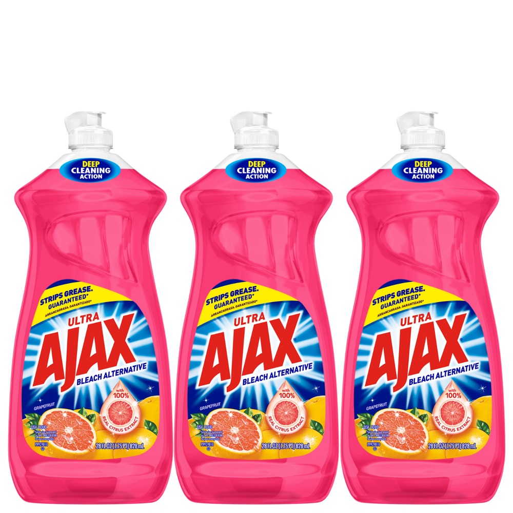 (3 Pack) Ajax Ultra Bleach Alternative Dish Soap, Grapefruit Scent, 28
