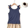 thumbnail image 2 of Comdrip Crop Cotton Linen Tank Tops for Women Bowknot Ruched Crew Neck 2026 Summer Casual Sleeveless Fitted Loose Fit Navy 2Xl, 2 of 9