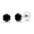 thumbnail image 5 of Gem Stone King Platinum Stud Earrings for Women Men 1.10 Ct 5mm Round Black AAA Diamond, 5 of 6