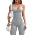 thumbnail image 2 of Ketyyh-chn99 Flare Bodysuit Jumpsuit Plus Size Overall Bodysuit Tops Workout Flare Jumpsuits Gym Bodycon Yoga Rompers Gray,M, 2 of 5