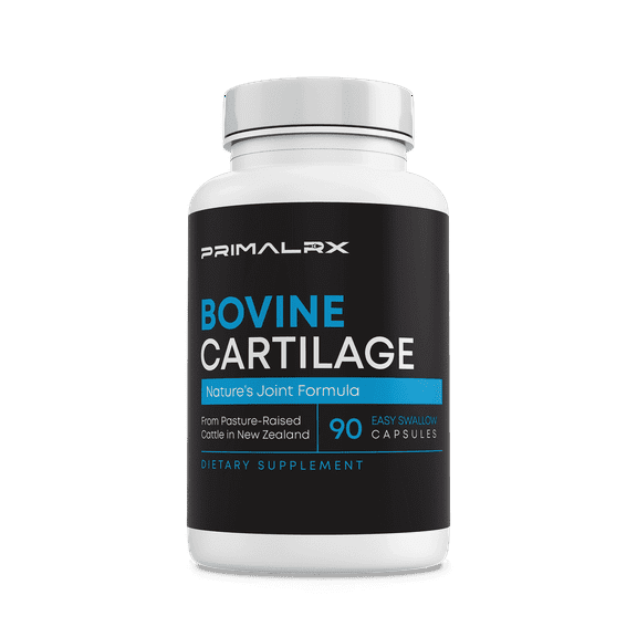 PRIMALRX Bovine Cartilage: Grass Fed Beef Cartilage/Collagen Pills - Joint Supplement (Glucosamine Chondroitin, Type 2 Collagen, Hyaluronic Acid Supplements) - 90 Grass Fed Collagen Capsules
