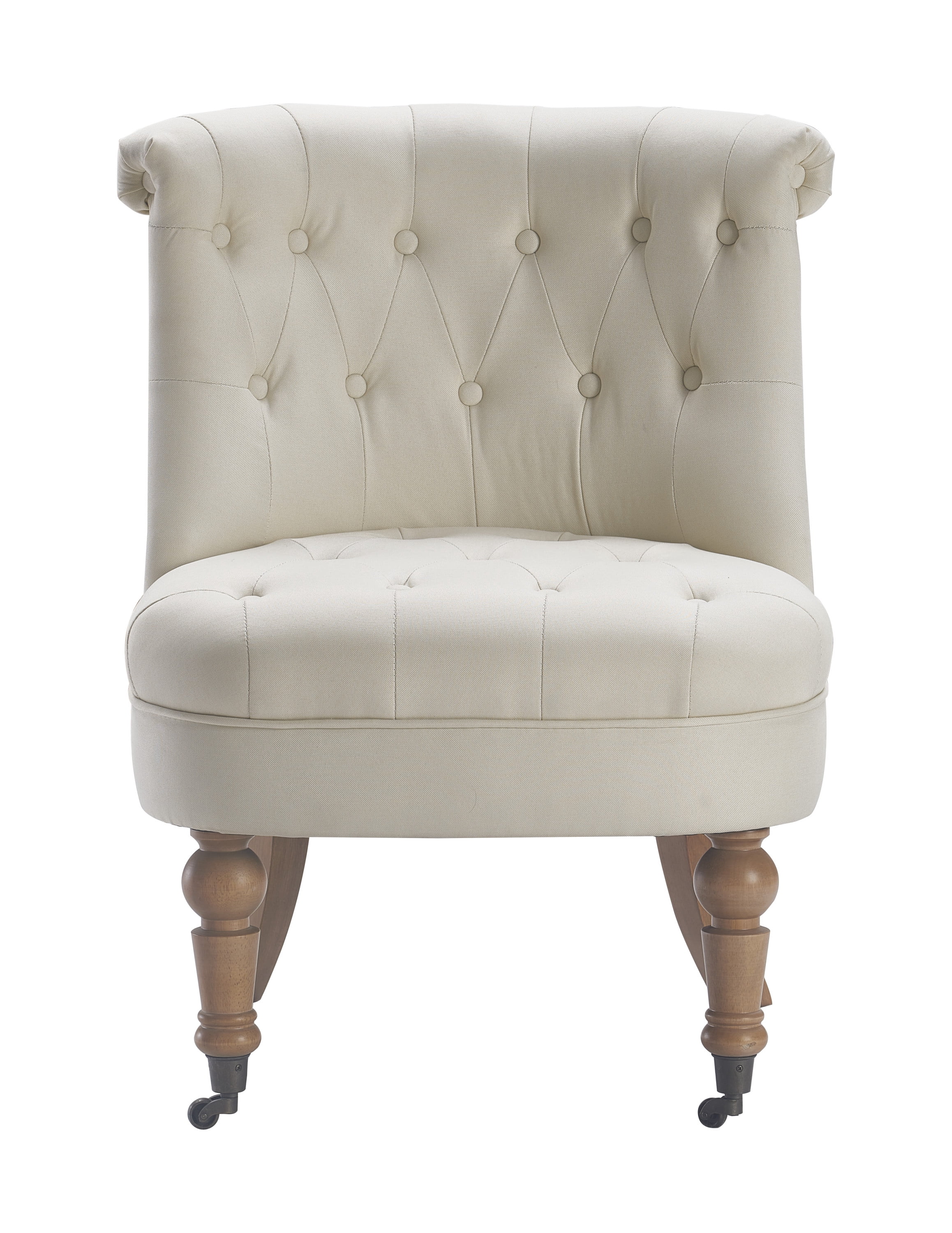 Finch Elmhurst Tufted Armless Accent Chair with Wooden Legs, Cream