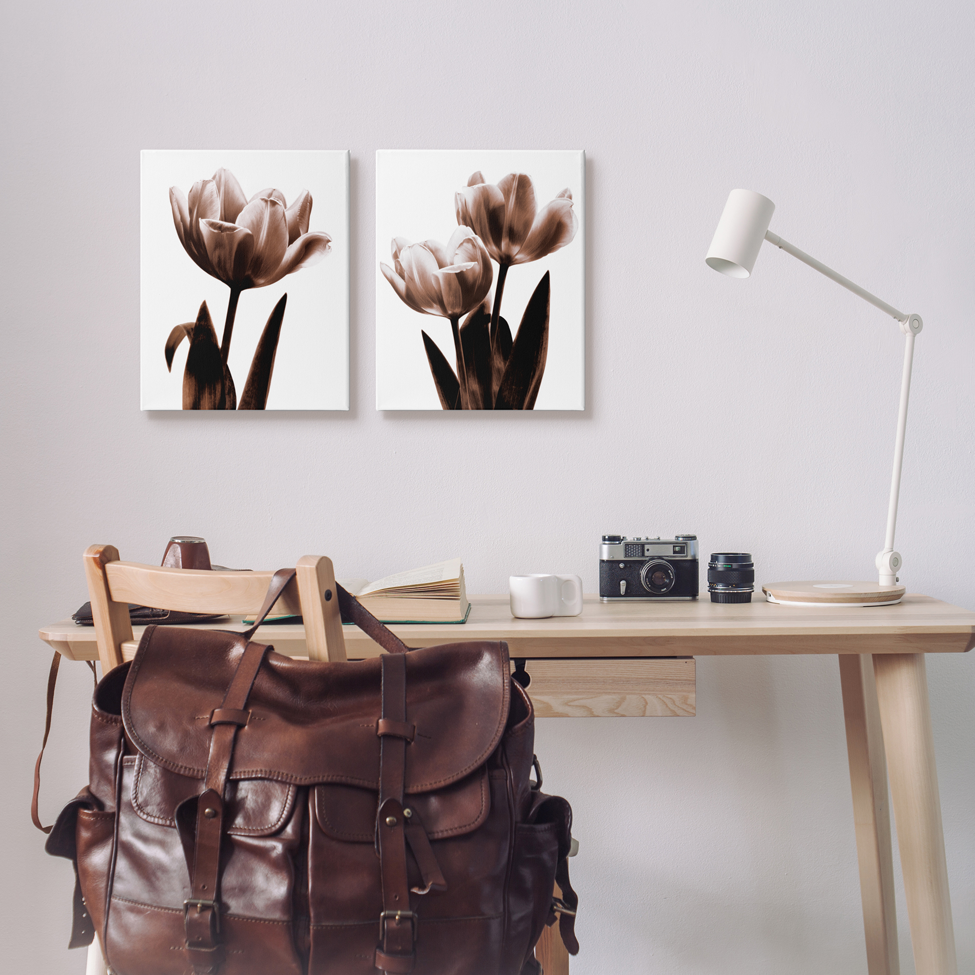 Stupell Industries Modern Tulip Silhouettes Botanical & Floral Photography Gallery Wrapped Canvas Print Wall Art, 16 x 20, Set of 2