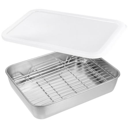 BESTYASH 1 Set of Stainless Steel Deep Pan Silver Grill Pan for Outdoor Use