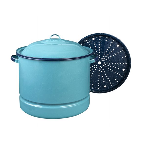 Olla Vaporera De Peltre Cinsa Con Tapa y Disco De Vapor 33 Litros Azul