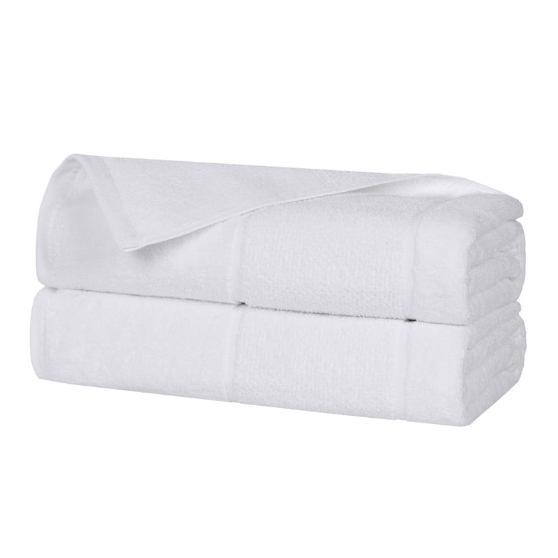 Superior Mile Smart Twist Cotton Medium Weight Bath Sheets, Set of 2, Ultra Absorbant Towels, White