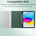 thumbnail image 3 of DWPSG Keyboard Case for iPad (A16) 11th Generation 11 inch 2025, Stand Folio Detachable Wireless Bluetooth Rechargeable Keyboard, for iPad 10th Generation 10.9 inch 2022 with Pencil Holder, Green, 3 of 9