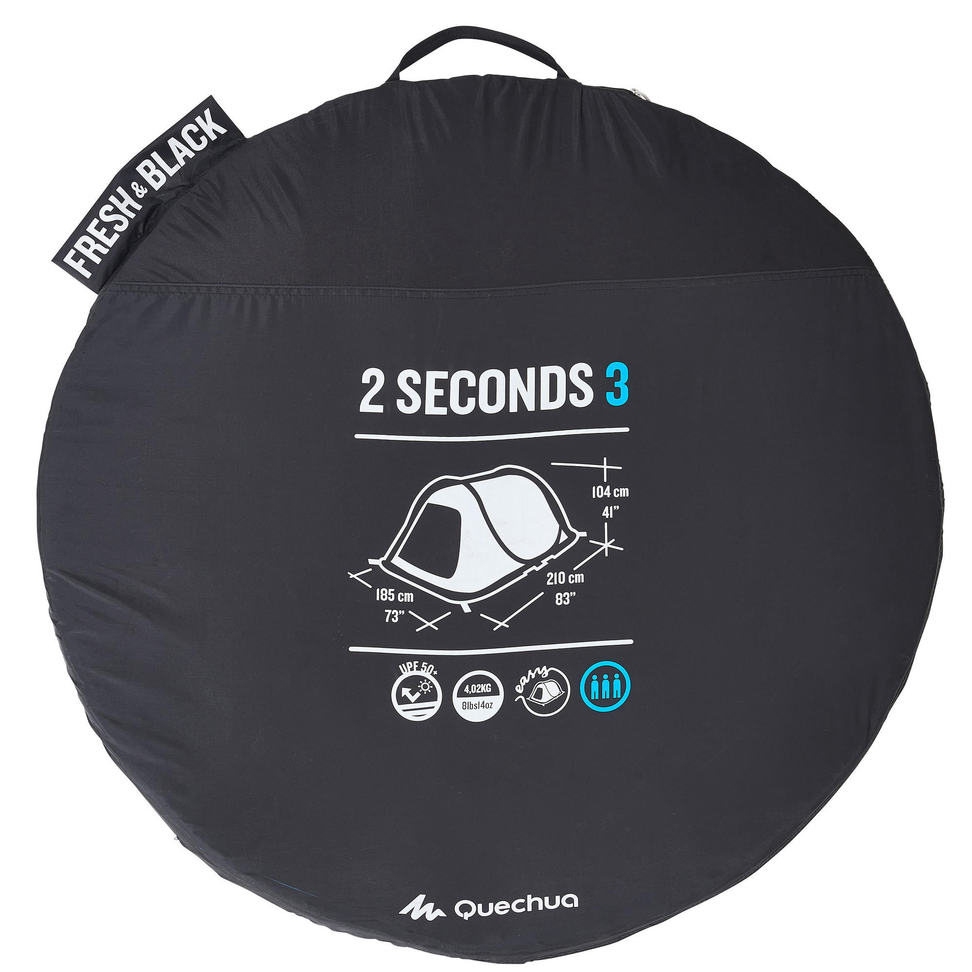 Camping Tent 2 Second Fresh & Black Quechua by DECATHLON 2 Person Pop Up 