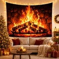 thumbnail image 3 of Roaring Fire in a Dark Textured Fireplace, Cozy Digital Art for Home Owners, Fireside Home Decor, Housewarming Gift, Tapestry Wall Hanging for Living Room and Den, 3 of 7