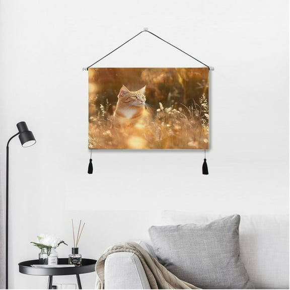 16.7"x24.5" Modern Canvas Wall Art Decorative Painting Backdrops for Living Room, Bedroom, Office & Studio Orange Cat
