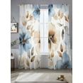 thumbnail image 2 of Blue Brown Spring Floral Sheer Curtains 84 Inch Length 2 Panels Set for Living Room/Bedroom, Summer Botanical Watercolor Curtain Sheers Drapes Rod Pocket Curtains Window Treatment Set 52''x84''x2, 2 of 7