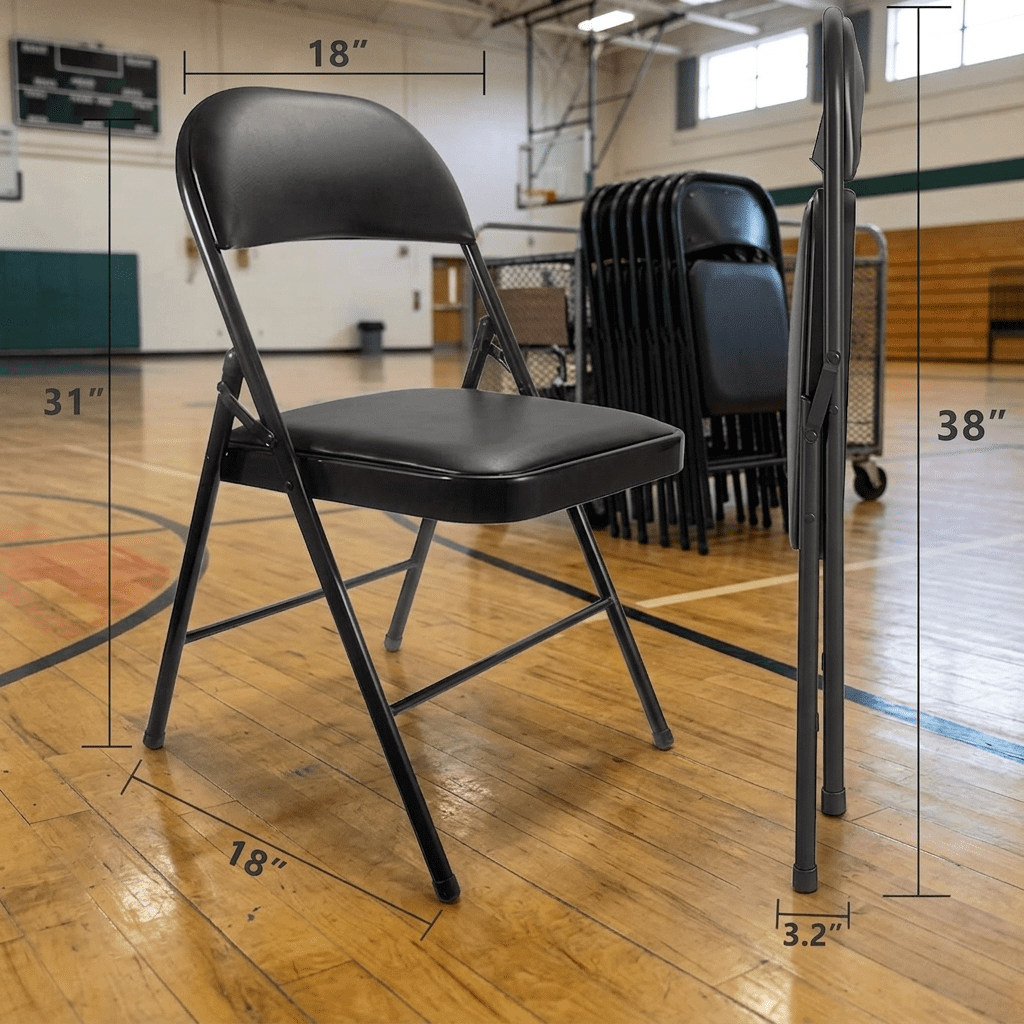Fenbeli 6 Pack Folding Chairs with Padded Seats, 450 lb Capacity and Stainless Steel Frame, Black Chairs for Home Office Meetings and Events