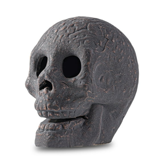 Imitated Human Ceramic Fireproof Fire Pit Skull Log for Natural Gas LP Wood Fireplace Firepit Campfire Halloween Decor, BBQ (Sand), Black