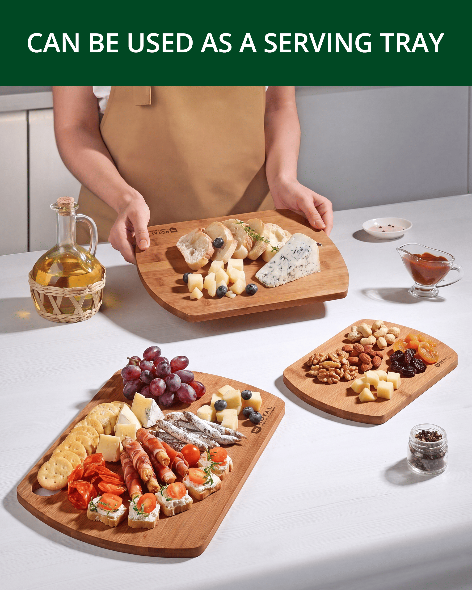 Royal Craft Wood Carbonized Bamboo Cutting Board Set photo 5
