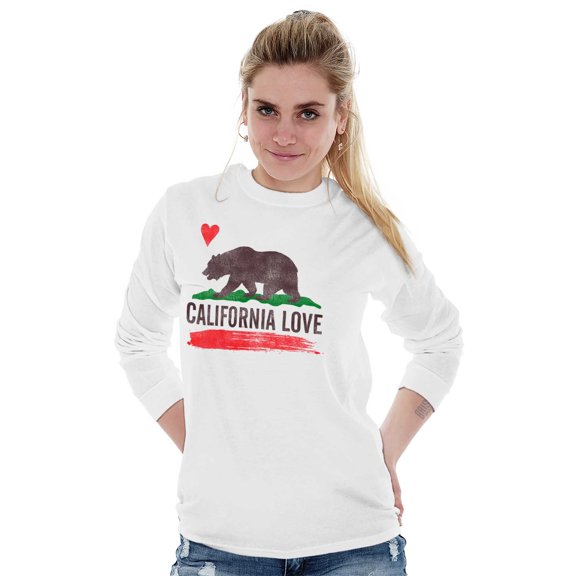 Flag Long Sleeve Tees Shirts T-Shirts CA Love Bear California Vacation Souvenir