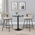 thumbnail image 5 of 24 Inch Bar Stools Set of 2, Leather Counter Height Swivel Stools with Backs, Beige, 5 of 7